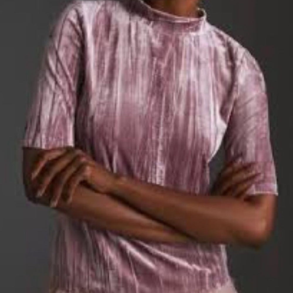 Anthropolgie Pilcro Mock Neck Crushed Velvet Shirt